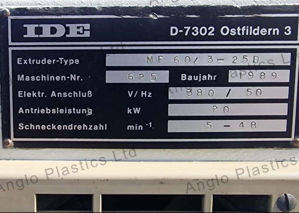 IDE ME 60-3-25D Single Screw Extruder