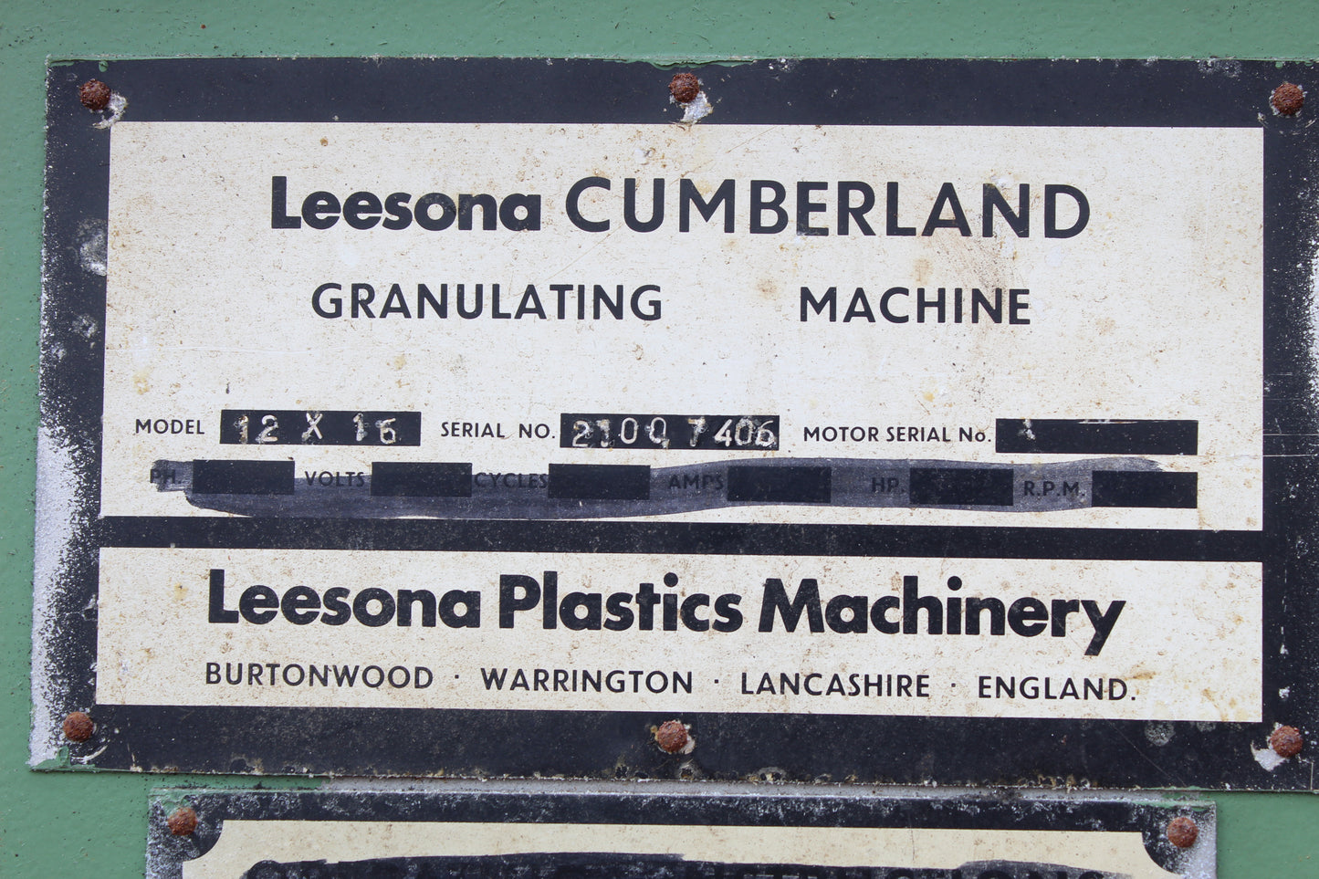 Small Cumberland Granulator