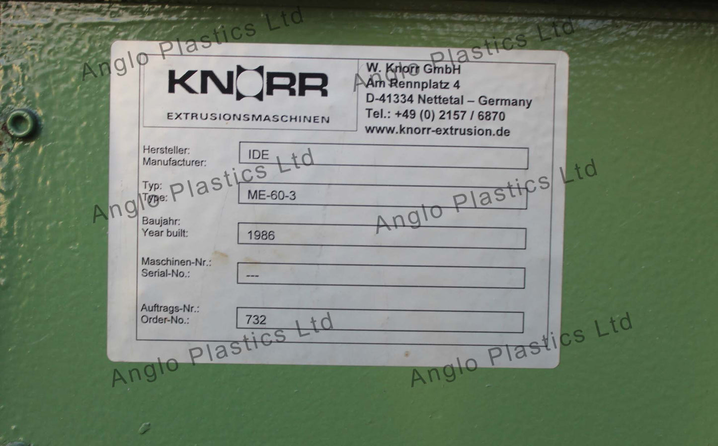 IDE ME60-3 Single Screw Extruder