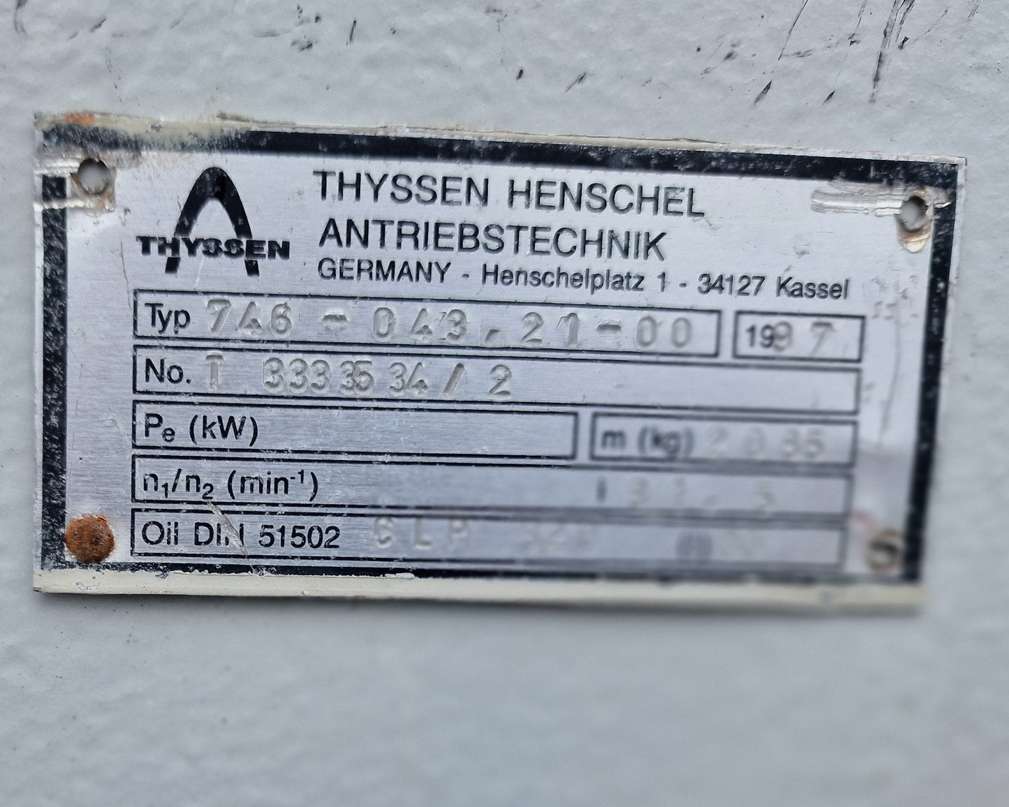 Thysen Battenfeld 107 Gearbox