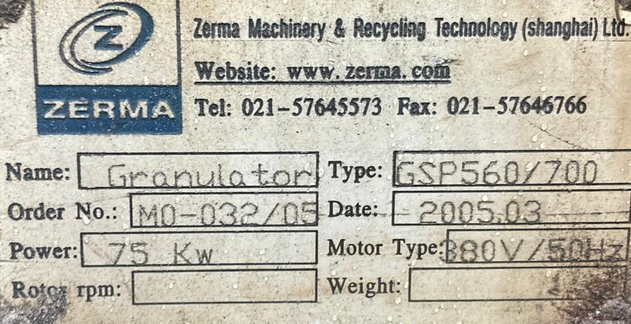 Zerma GSP 560/700 Granulator