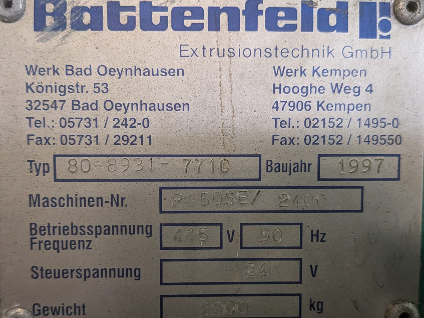 Battenfeld P250 SE 2400 Haul off