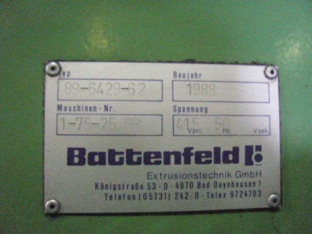 Battenfeld 1-75-25BR Single Screw Extruder