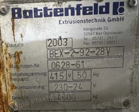 battenfeld 92 pipe extrusion line