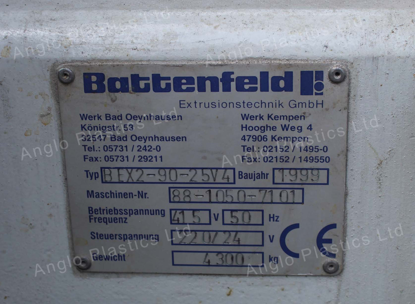 battenfeld bex 2-90-25v4 extruder with battenfeld 54 co-ex