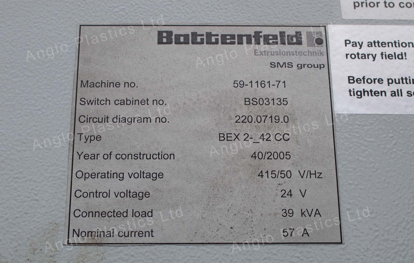 battenfeld bex 2-90-25v4 extruder with battenfeld 54 co-ex
