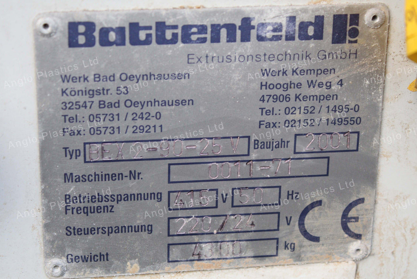 Battenfeld BEX 2-90-25v twin screw extruder