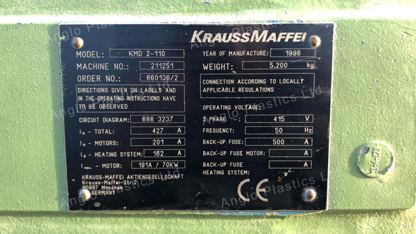 krauss maffei kmd 110 twin strand extrusion line