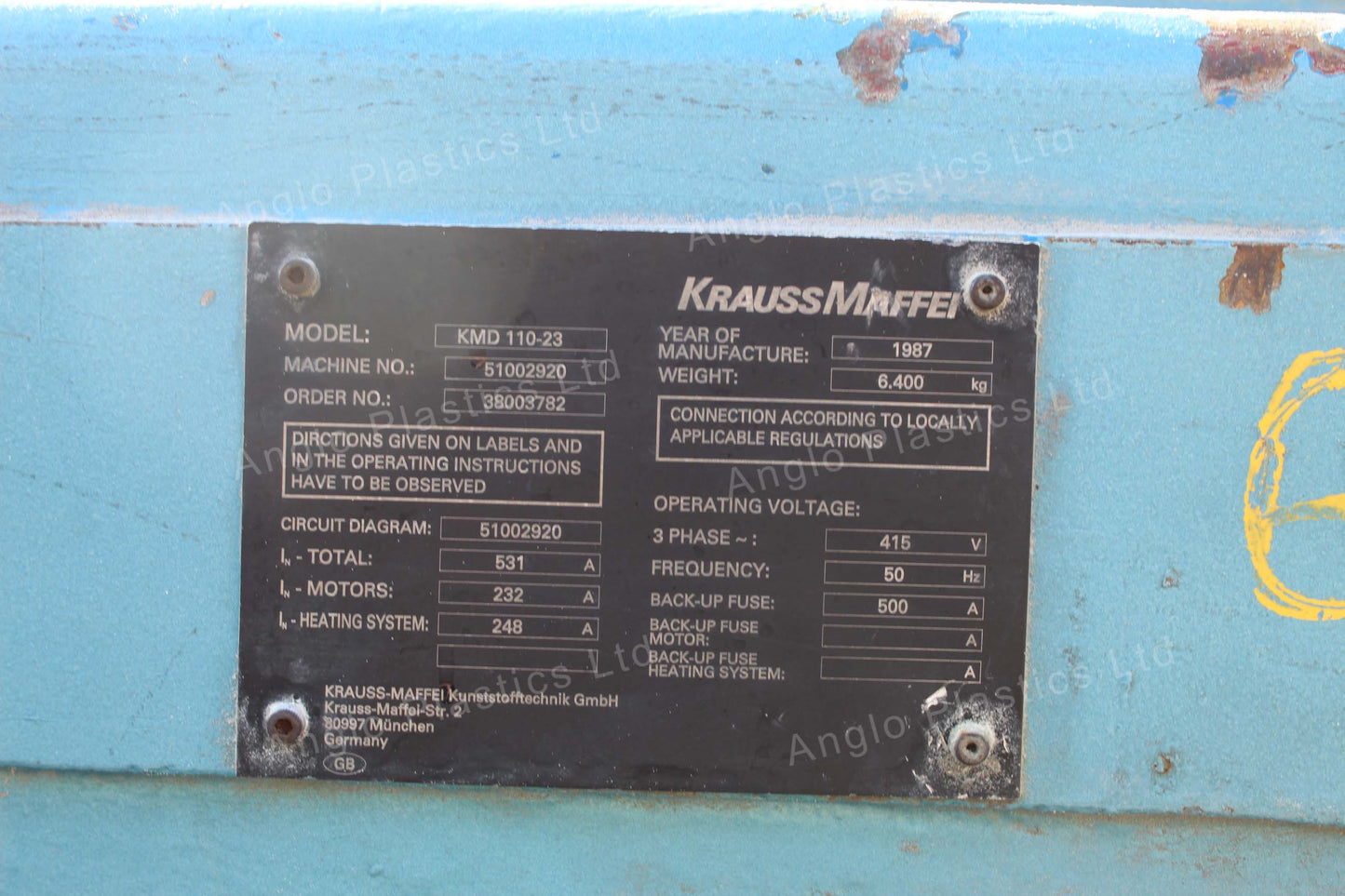 Krauss Maffei KMD110 Twin Screw Extruder