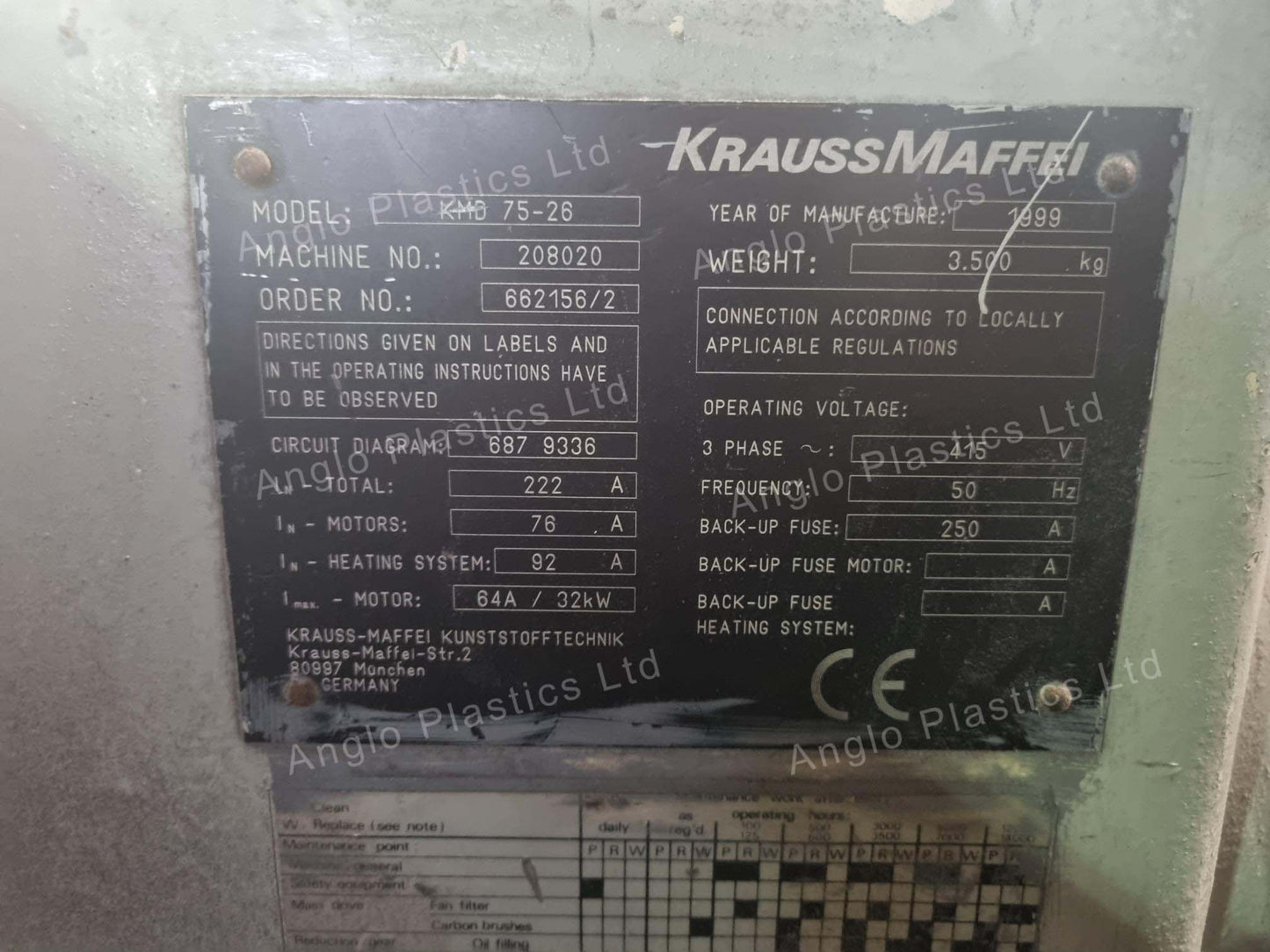 krauss maffei kmd 75-26 twin screw extruder