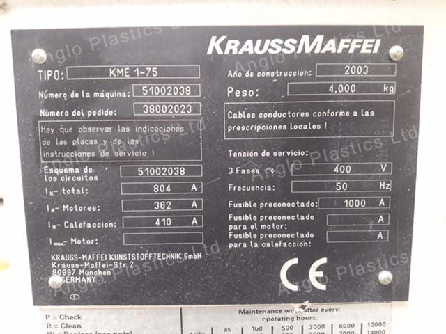 Krauss Maffei KME75 Single Screw Extruder