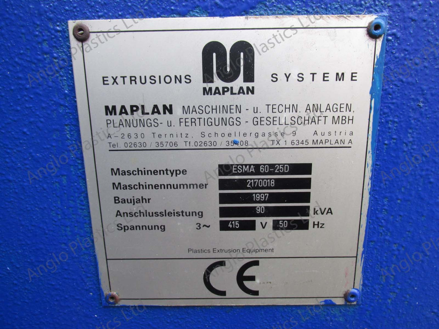 maplan esma 60250 single screw extruder